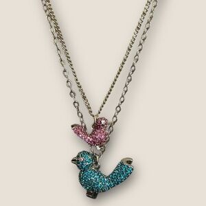 Betsey Johnson Rhinestone Bird Necklace